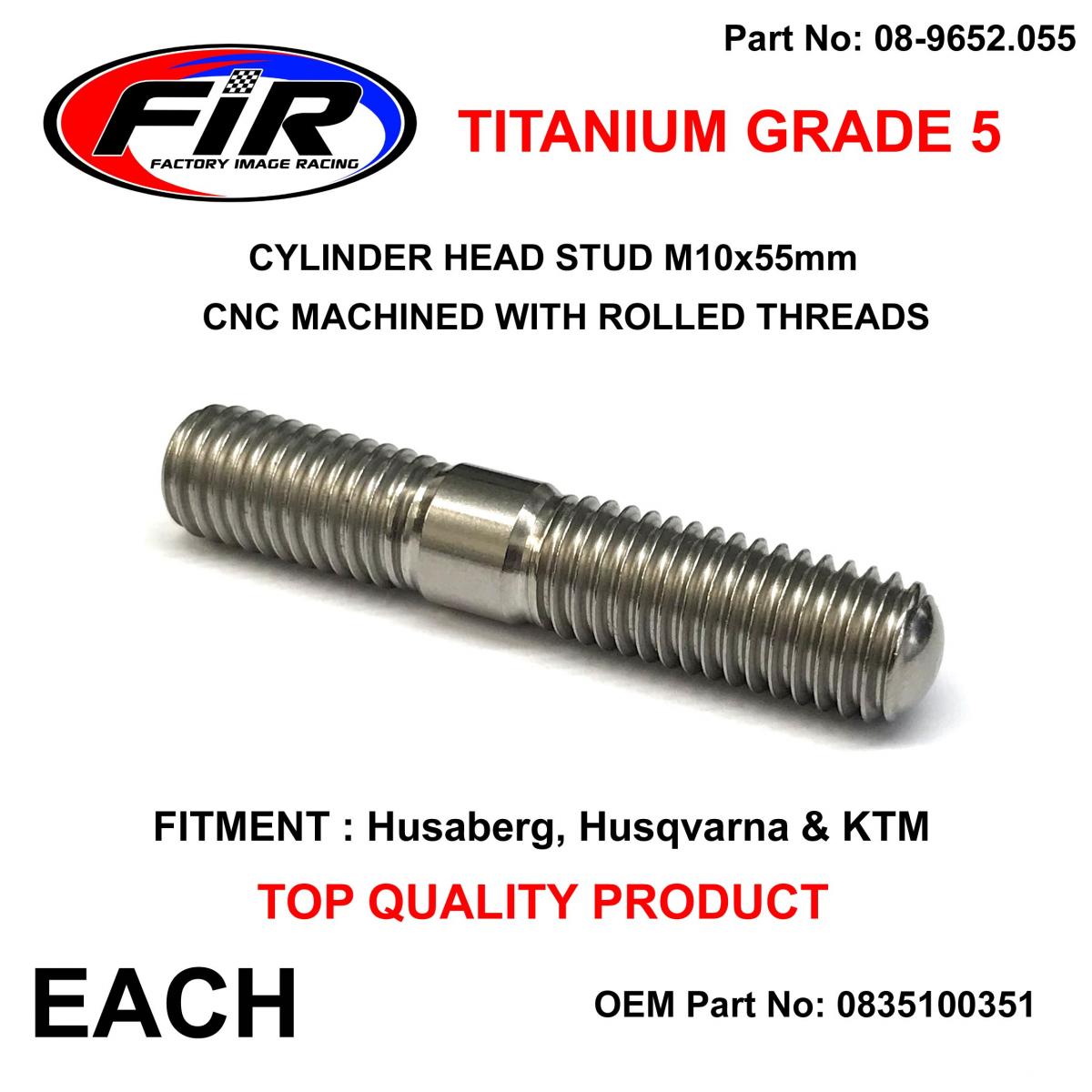 FIR Titanium G5 Stud M10x55mm Each, KTM Husa Husq 0835100351