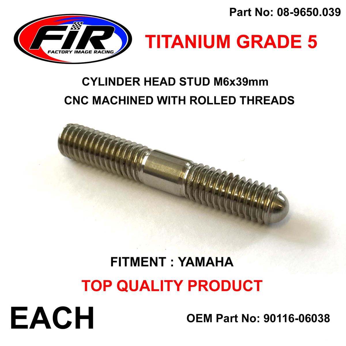 FIR Titanium G5 Stud M6x39mm Each, Yamaha 90116-06038 9011606038