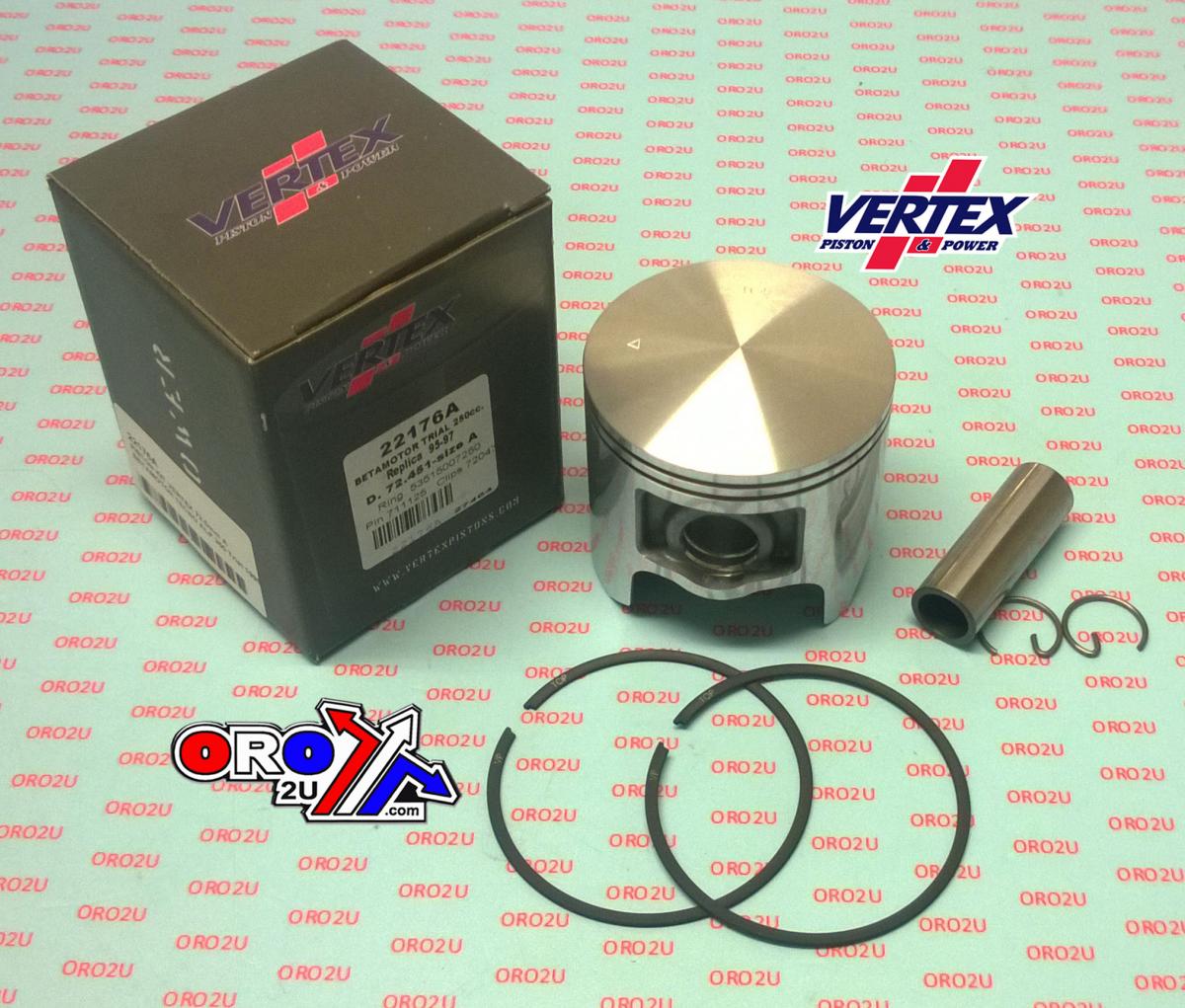Vertex Piston Kit Vertex 72.5 B Beta Tecno-alp 250 95-97, Vertex 22176b Beta Motor Trial