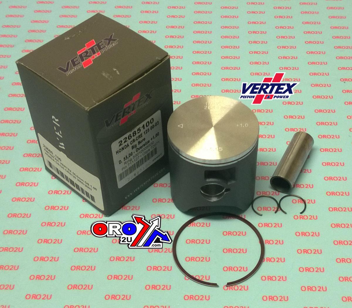 Vertex Piston Kit Vertex 54.5 Honda CR/cre 125 00-03, Vertex 22685050 Os +0.50