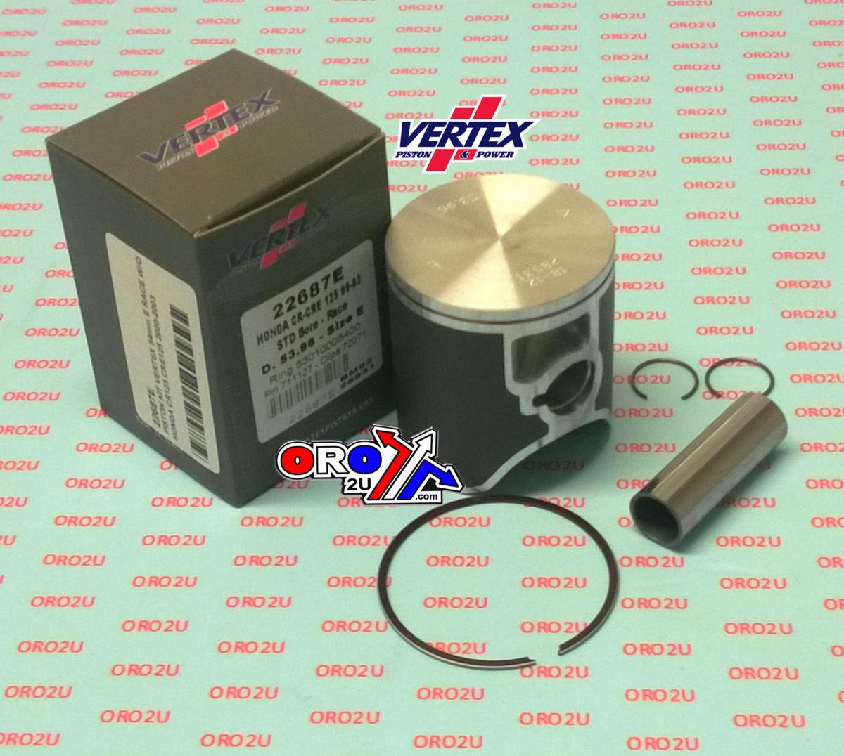 Vertex Piston Kit Vertex 54.0 E Honda CR/cre 125 00-03 Race, Vertex 22687e W/o Port
