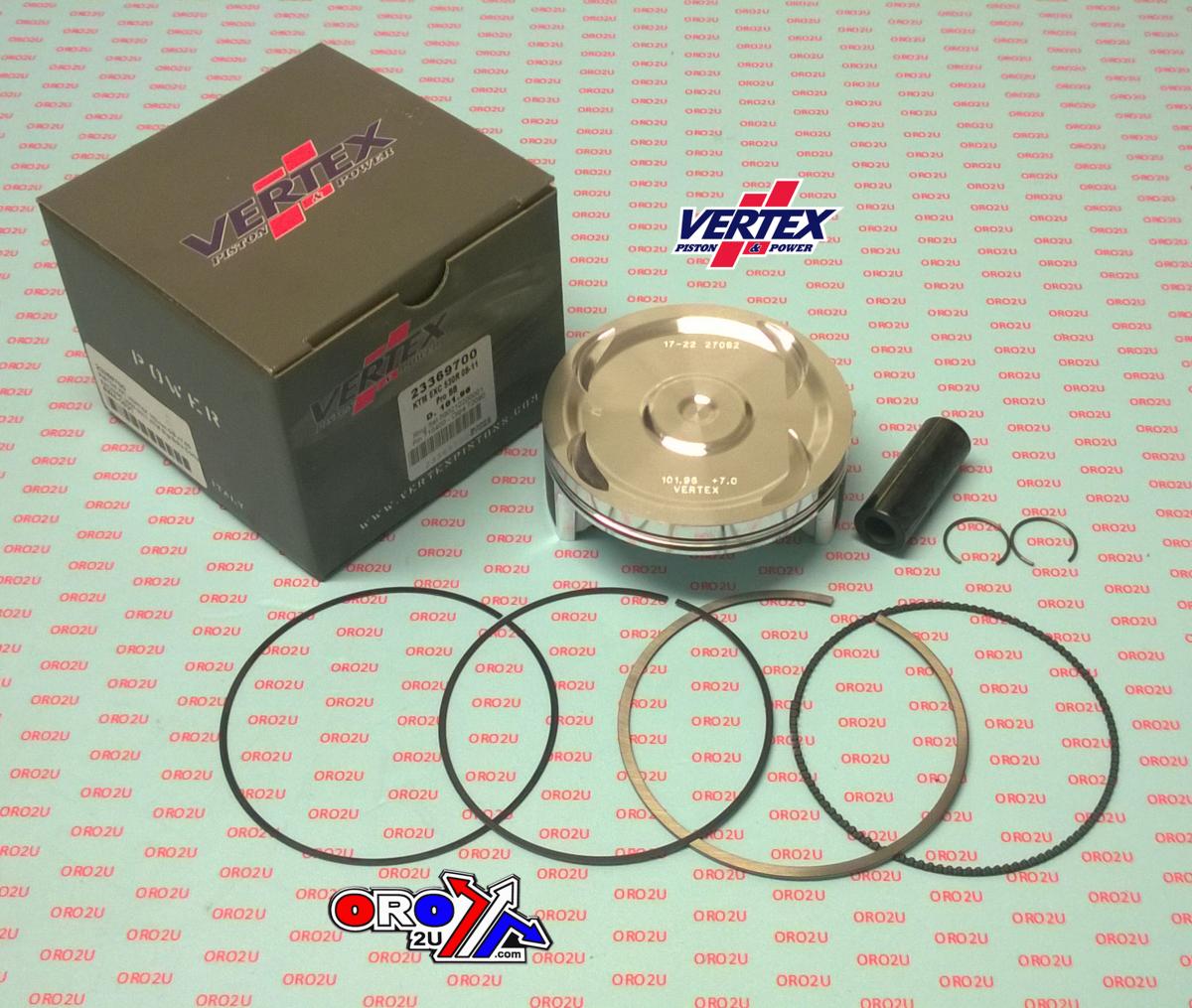 Vertex Piston Kit Vertex 102.0 Husaberg FE 450 08-11, Vertex 23368700 Os +7.00 KTM EXC 450 Big Bore Xl