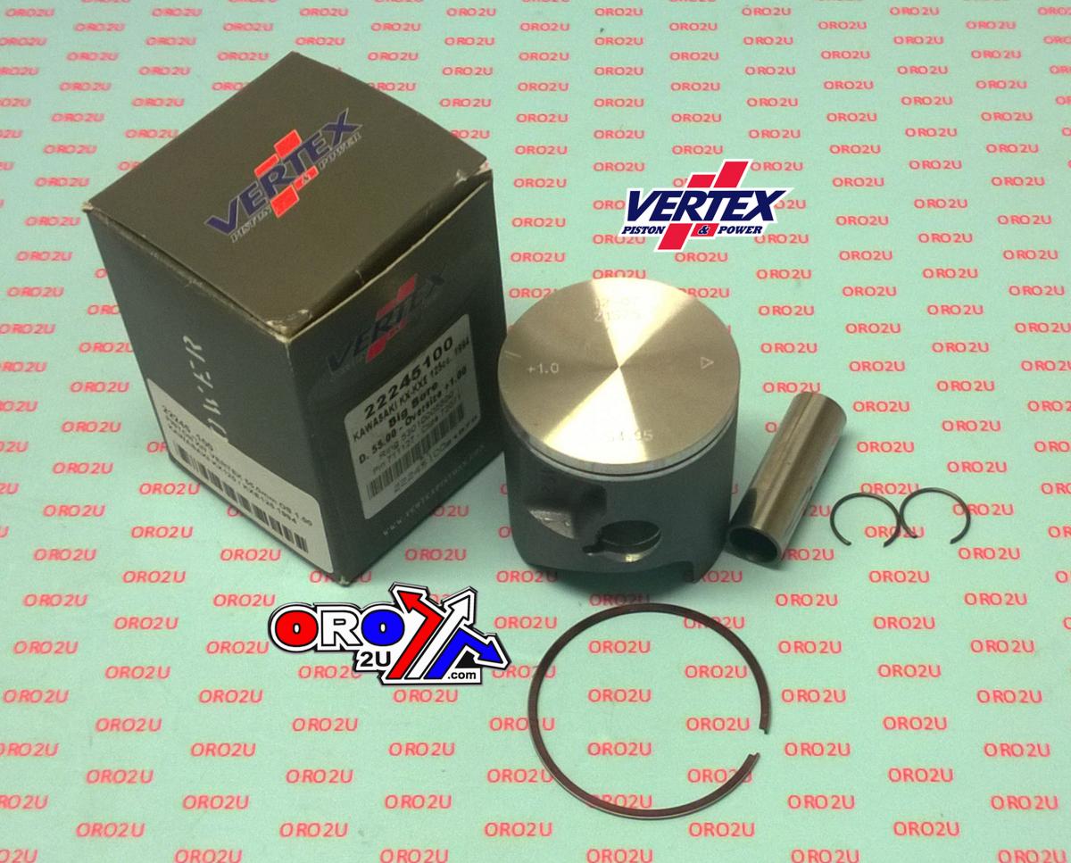 Vertex Piston Kit Vertex 55.0 Kawasaki KX/kxe 125 1994, Vertex 22245100 Os +1.00