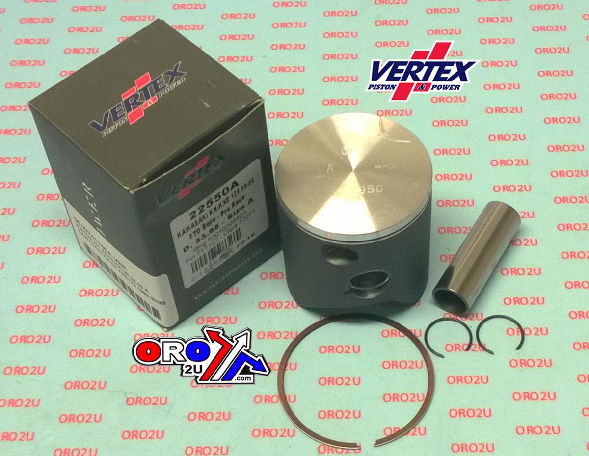Vertex Piston Kit Vertex 54.0 a Kawasaki KX/kxe 125 98-00, Vertex 22550a