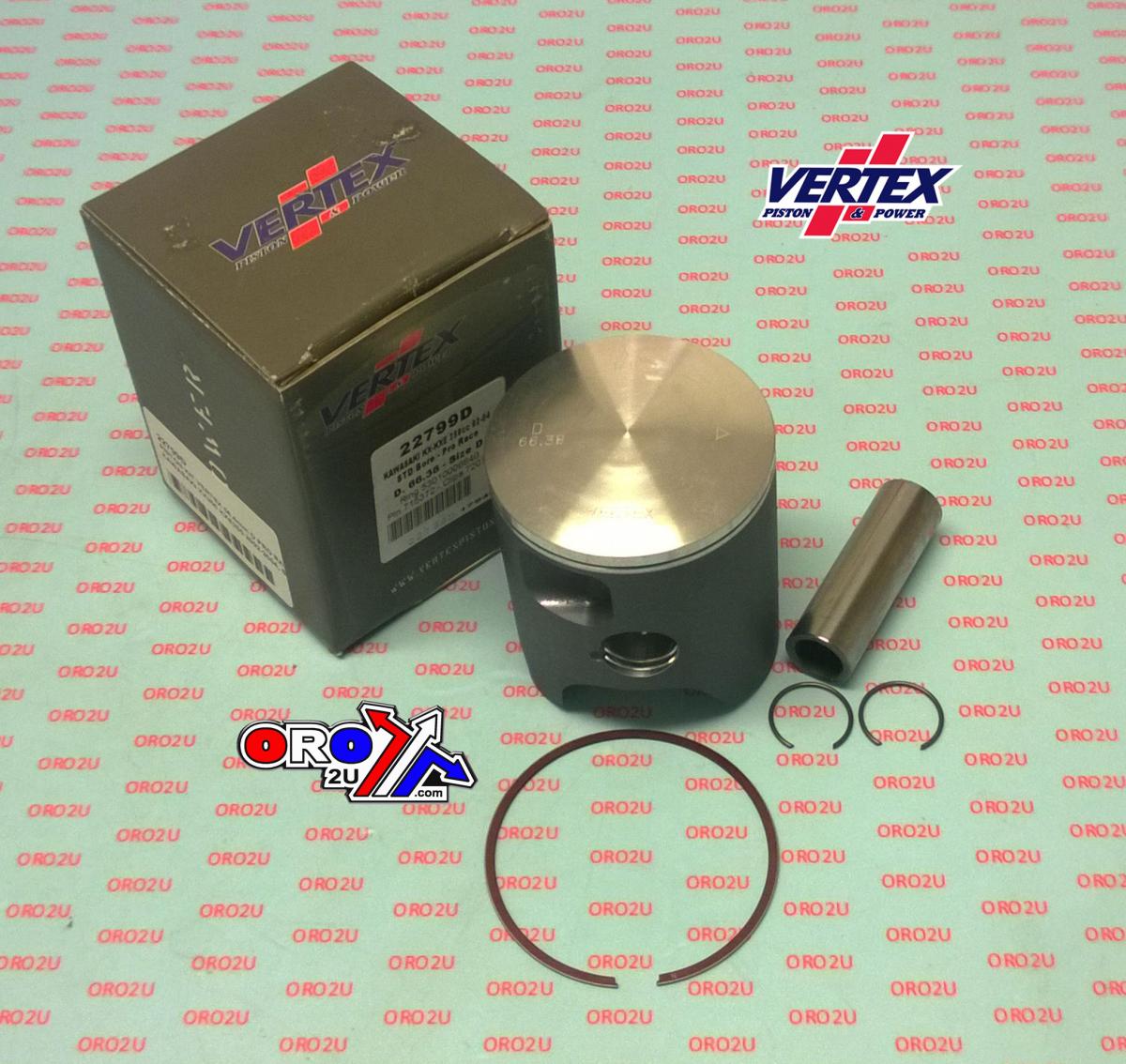 Vertex Piston Kit Vertex 66.4 C Kawasaki KX/kxe 250 02-04 Pro Race, Vertex 22799c Single Ring
