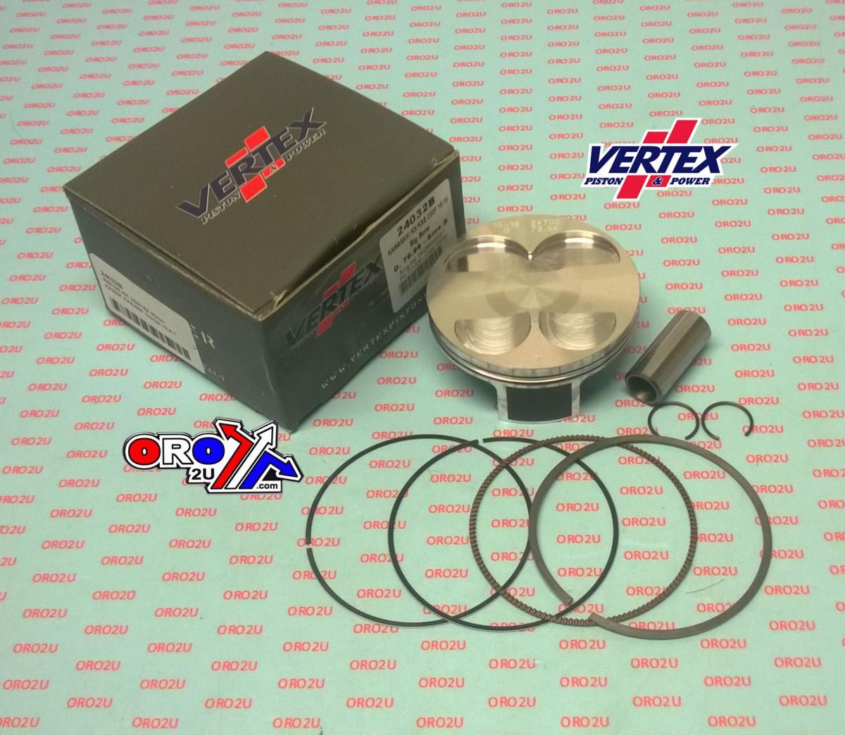 Vertex Piston Kit Vertex 80.0 B Kawasaki KX/kxe 250 15-16, Vertex 24032b Os+3:00 Big Bore Compr 13,8:1