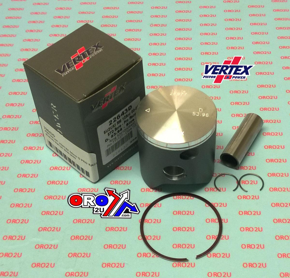 Vertex Piston Kit Vertex 54.0 D Suzuki RM 125 00-03 Pro Race, Vertex 22643d Single Ring