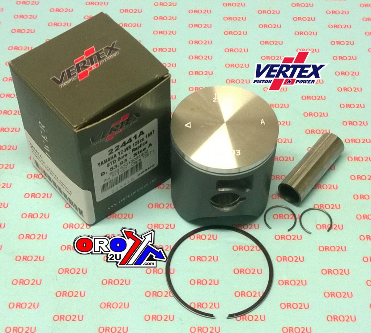 Vertex Piston Kit Vertex 55.0 Yamaha YZ/WR 125 1997, Vertex 22441100 Os +1.00