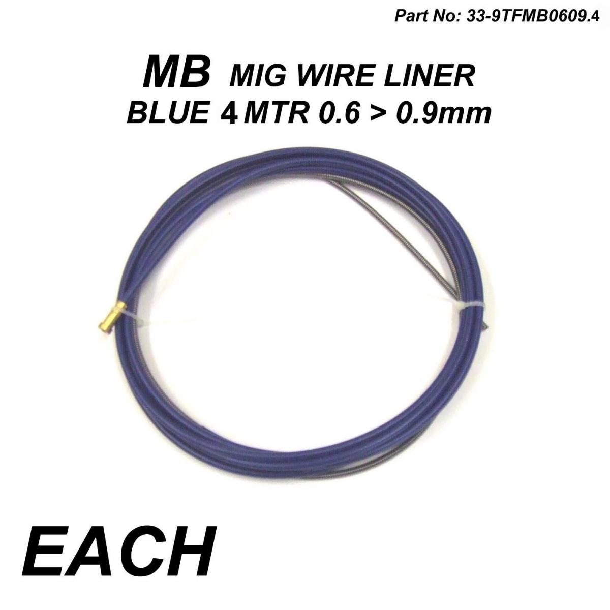 Tag-z Mb Mig Wire Liner 0.6 > 0.9mm, Blue 4 Meter Liner