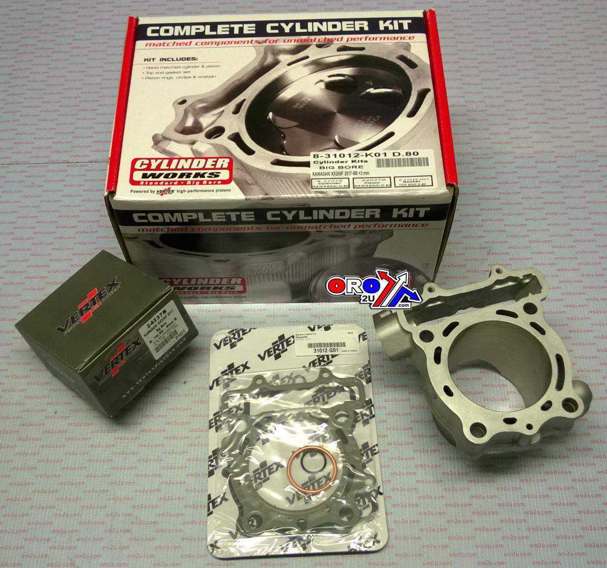 Cylinder Works Cylinder Kit 17-18 KX250F 80, Works Cylinder 31012-k01 Big Bore, KX250F Kawasaki