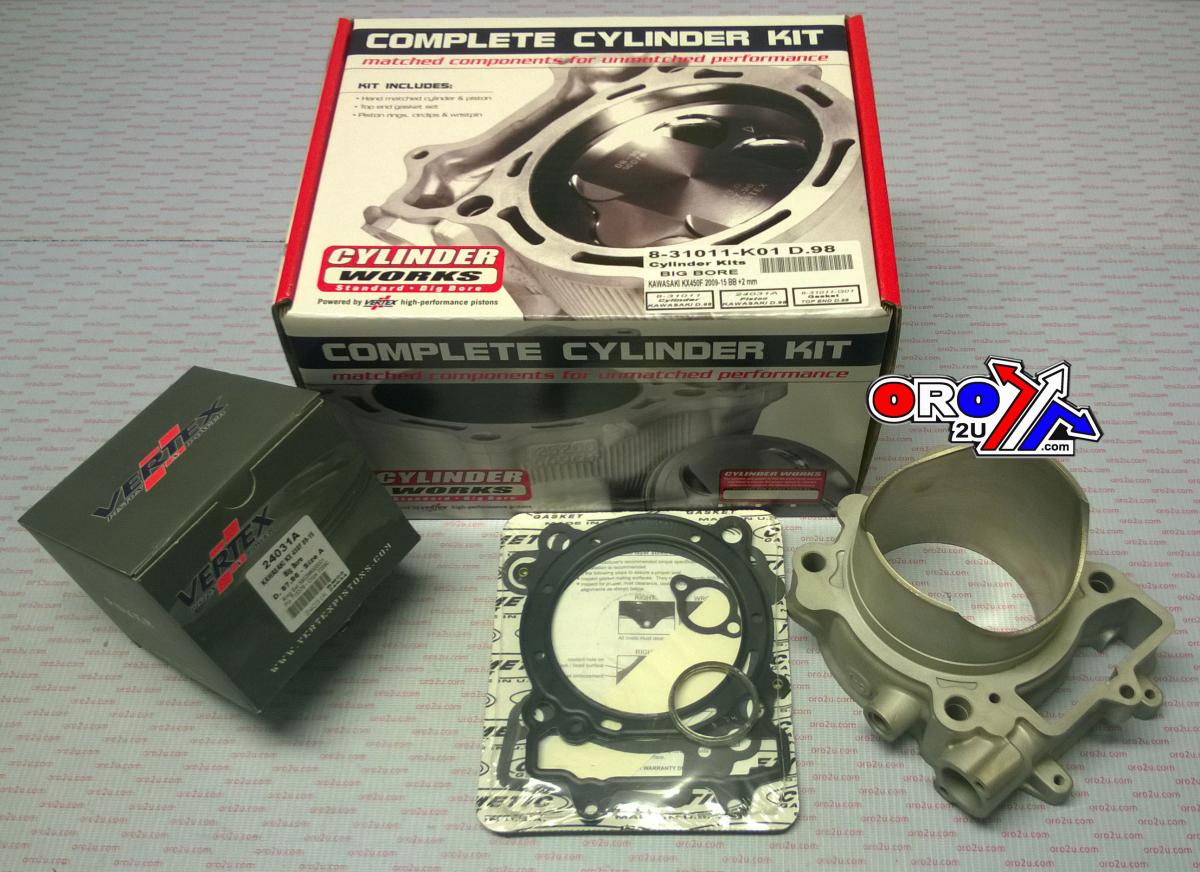 Cylinder Works Cylinder Kit 09-15 KXF450 98, Works Cylinder 31011-k01 Big Bore, KX450F Kawasaki