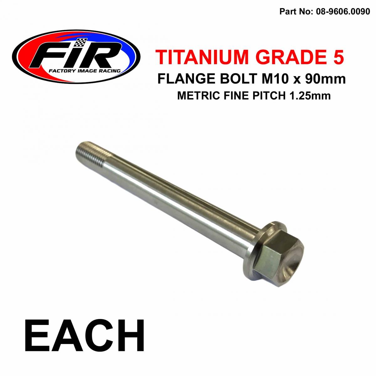 FIR Titanium Gr5 Bolt M10 X 90mm Each, Metric Fine 1.25mm / Grade 5