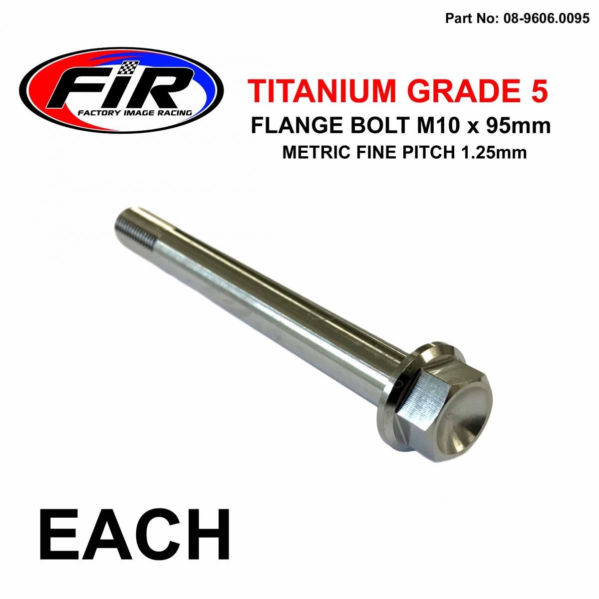 FIR Titanium Gr5 Bolt M10 X 95mm Each, Metric Fine 1.25mm / Grade 5