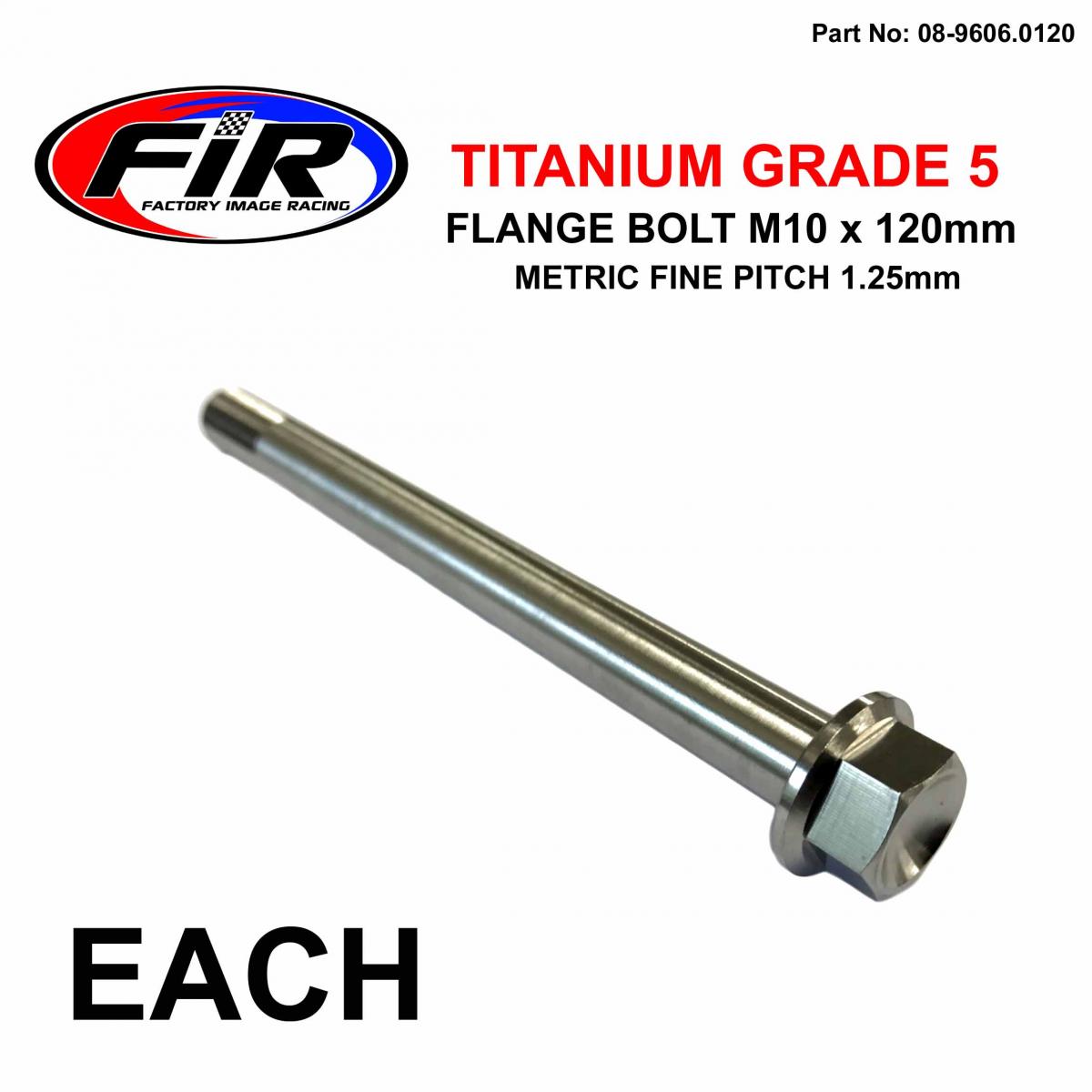 FIR Titanium Gr5 Bolt M10 X 120mm Each, Metric Fine 1.25mm / Grade 5, / Aprilia Ref: Ap8150310