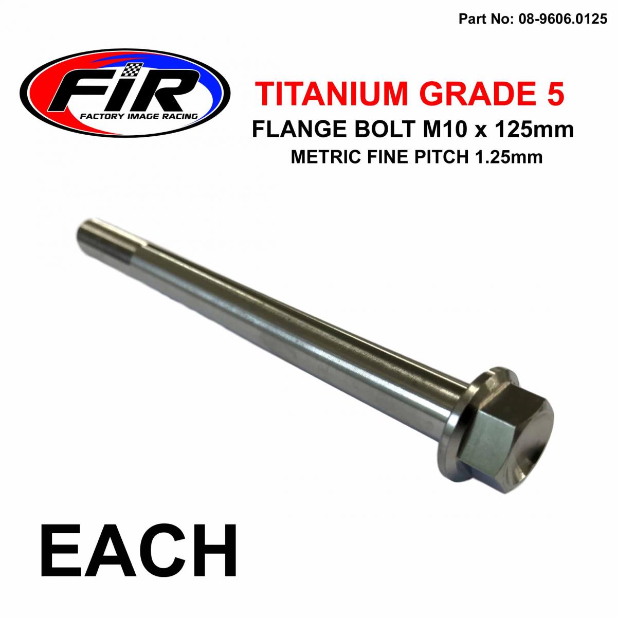 FIR Titanium Gr5 Bolt M10 X 125mm Each, Metric Fine 1.25mm / Grade 5