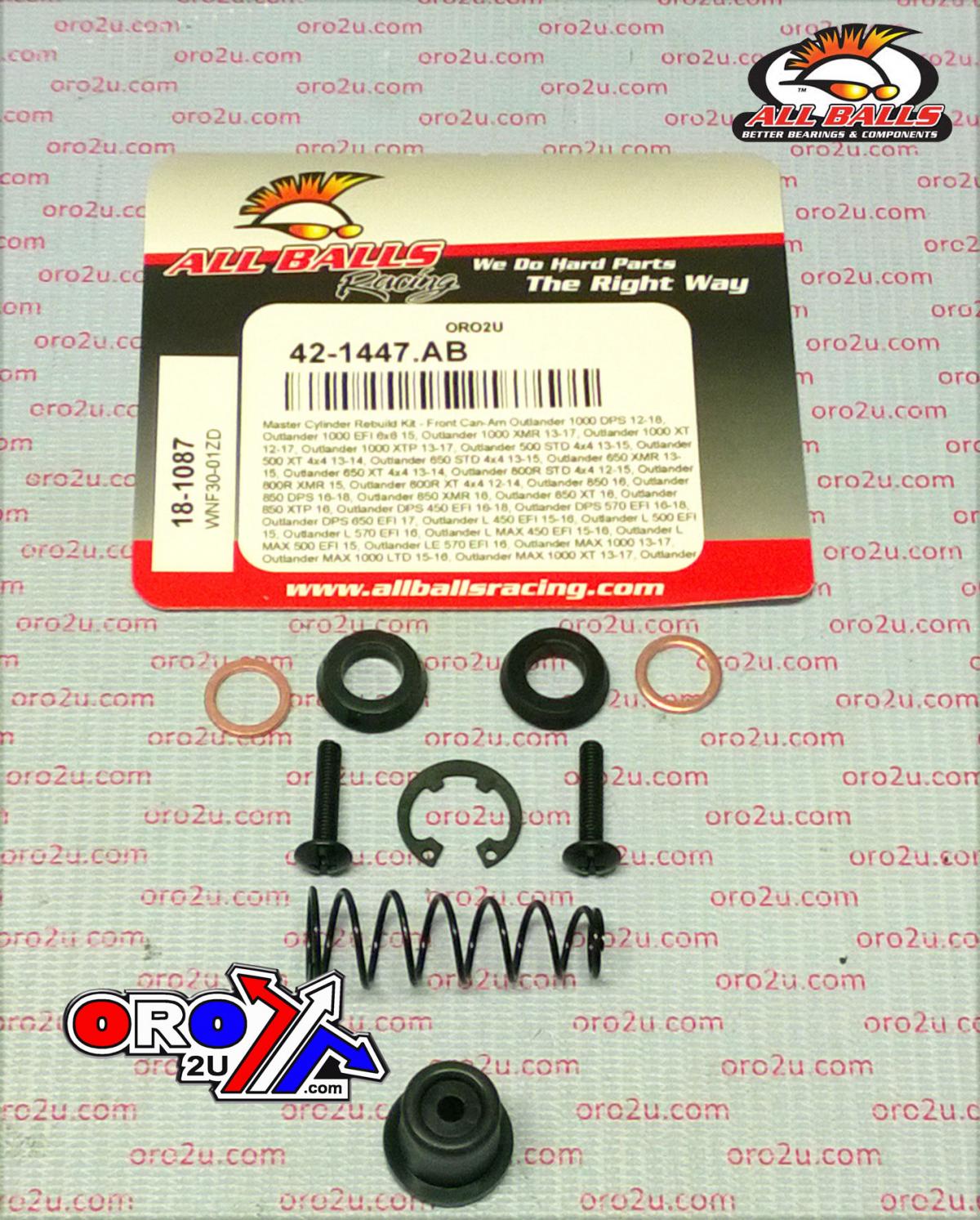 All Balls Racing Brake Master Cyl Rebuild Kit Allballs, Allballs 18-1087 Can-am Outlander/renegade 13-22 Front