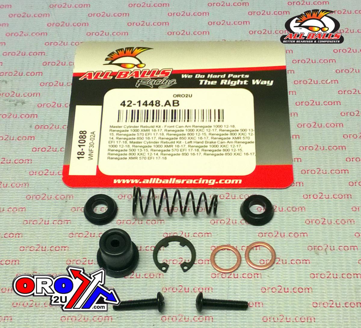 All Balls Racing Brake Master Cyl Rebuild Kit Allballs, Allballs 18-1088 Can-am Renegade/outlander 12-22 Front