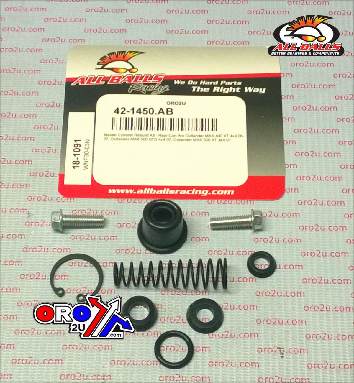 All Balls Racing Brake Master Cyl Rebuild Kit Allballs, Allballs 18-1091 Can-am Outlander Max 07 Rear