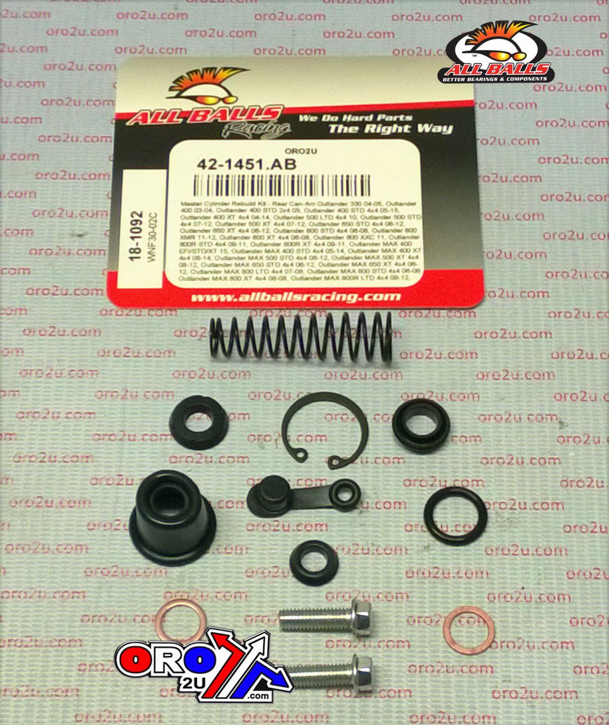 All Balls Racing Brake Master Cyl Rebuild Kit Allballs, Allballs 18-1092 Can-am Outlander/renegade 07-15 Rear