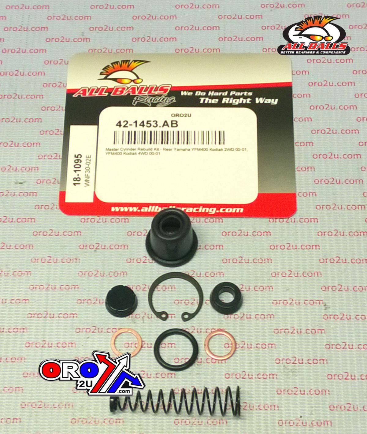 All Balls Racing Brake Master Cyl Rebuild Kit Allballs, Allballs 18-1095 Yamaha YFM400 Rear