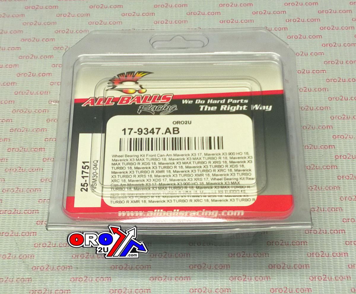All Balls Racing Wheel Bearing Kit Front & Rear 17-22 Can-am, Allballs 25-1751 ATV/UTV