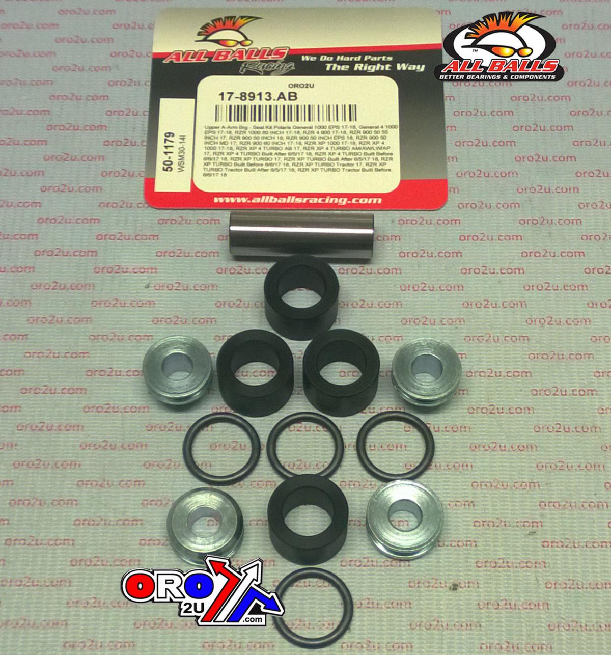 All Balls Racing A-arm Upper Kit Polaris, Allballs 50-1179, General 1000 Eps 17, General 4 1000 Eps 17, RZR 1000 60 Inch 17, RZR 4 900 17, RZR 900 50 55 Inch 17