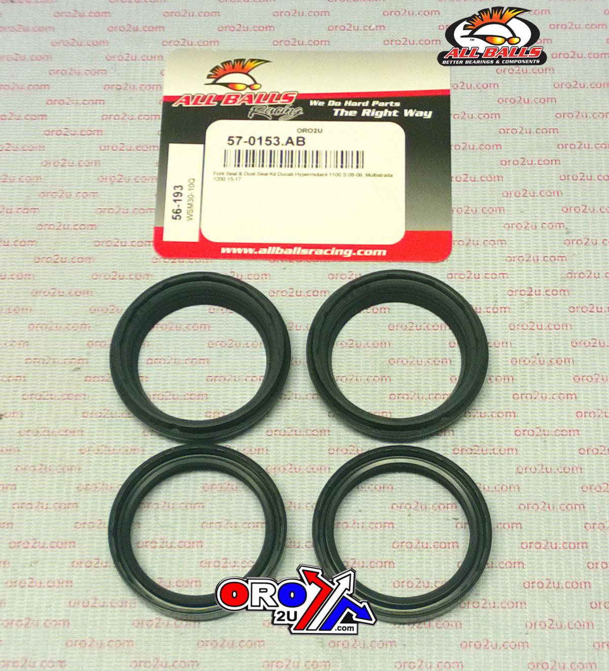 All Balls Racing Seal Wiper Set Allballs, Allballs 56-193 Fork Seal Kit