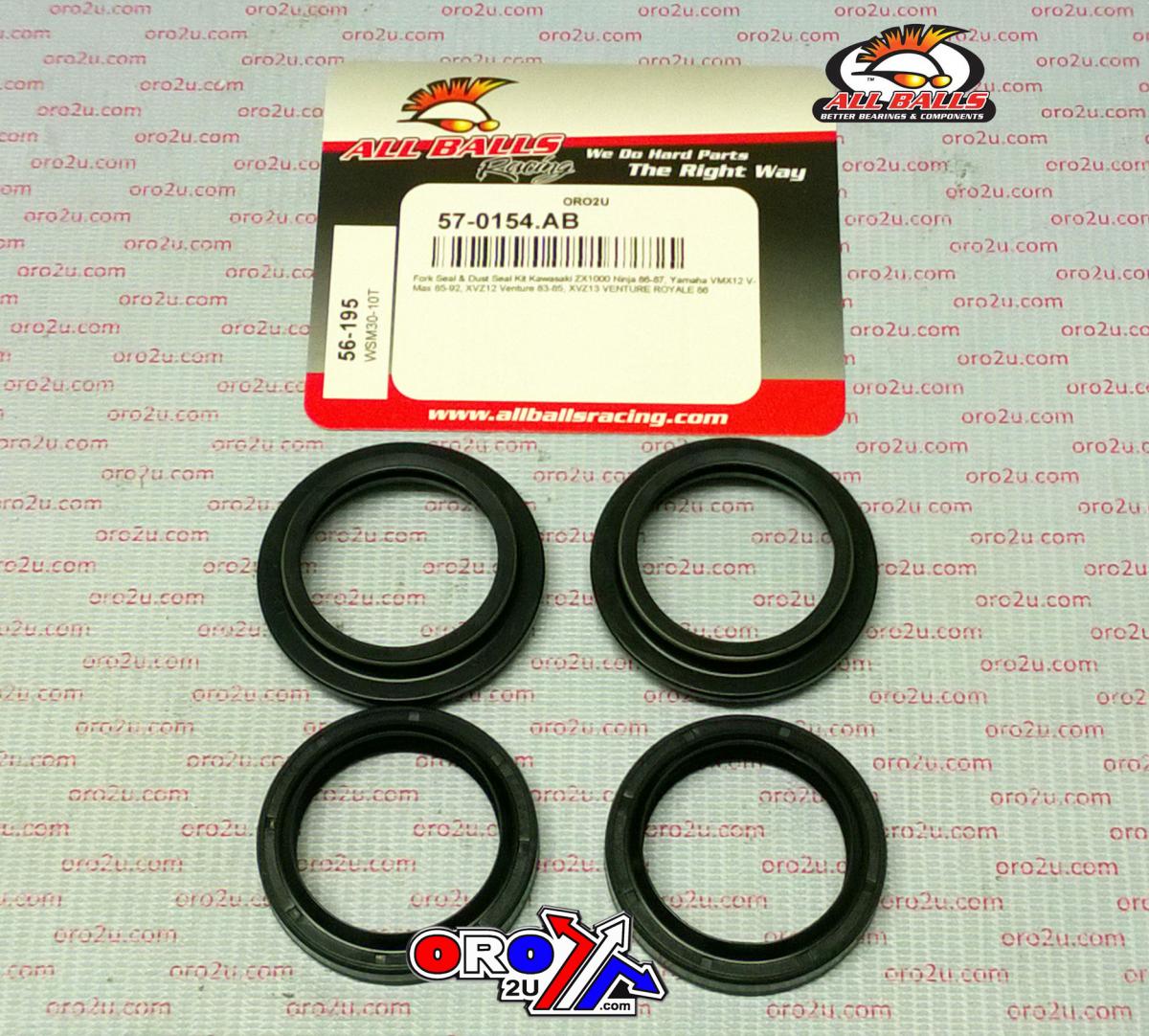 All Balls Racing Seal Wiper Set Allballs, Allballs 56-195 Fork Seal Kit