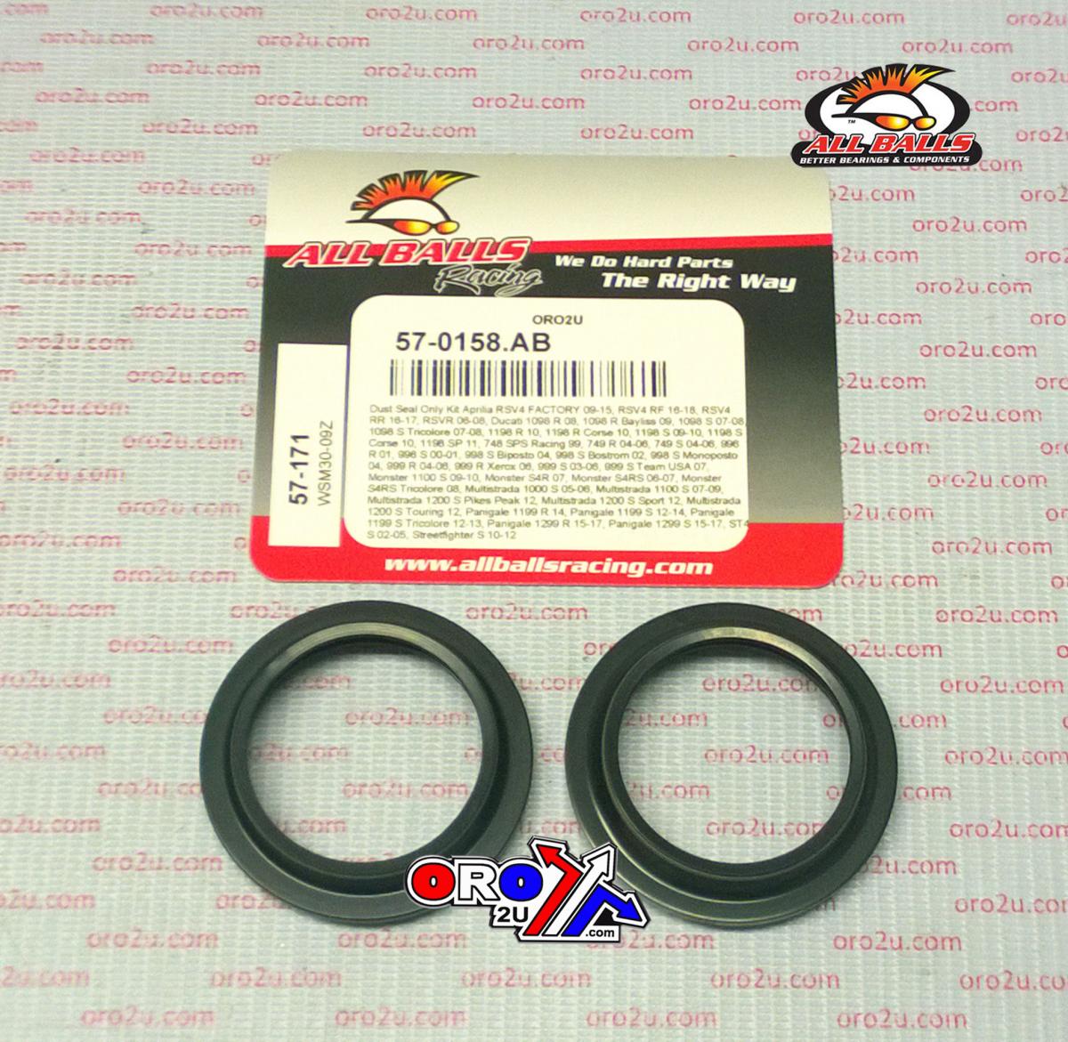 All Balls Racing Fork Dust Seal Set Allballs, Allballs 57-171 Dust Seal Kit