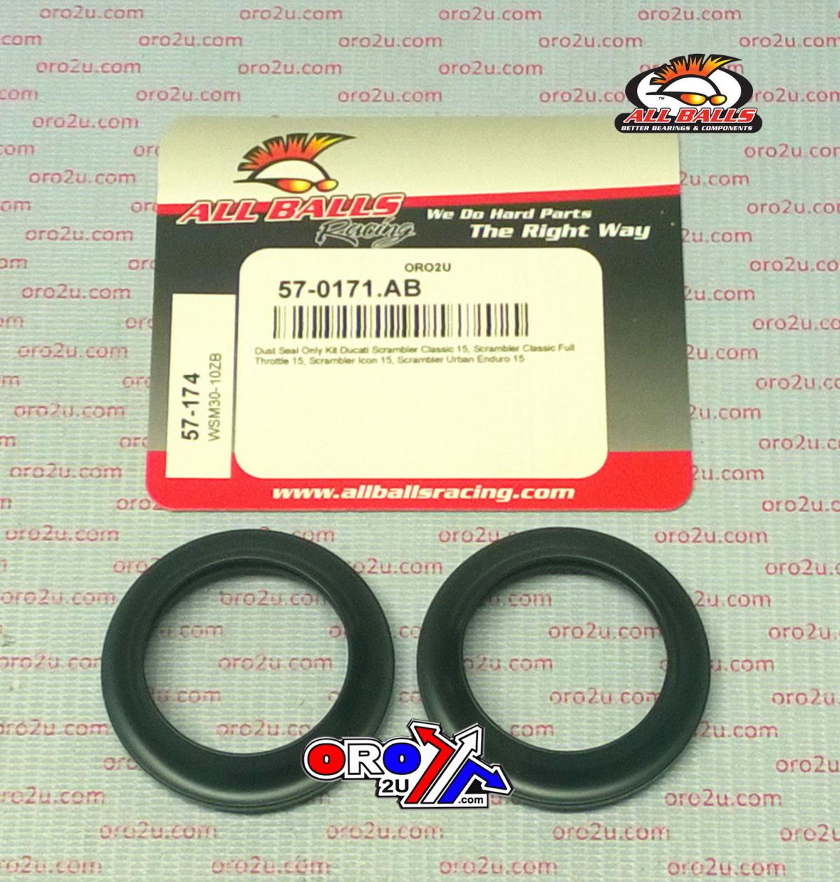All Balls Racing Fork Dust Seal Set Allballs, Allballs 57-174 Dust Seal Kit