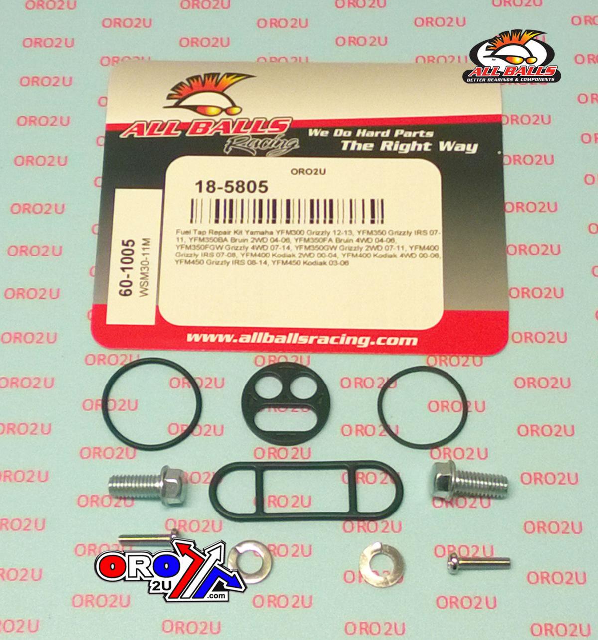 All Balls Racing Fuel Tap Repair Kit Allballs, Allballs 60-1005 Yamaha YFM300/350/400/450 00-14