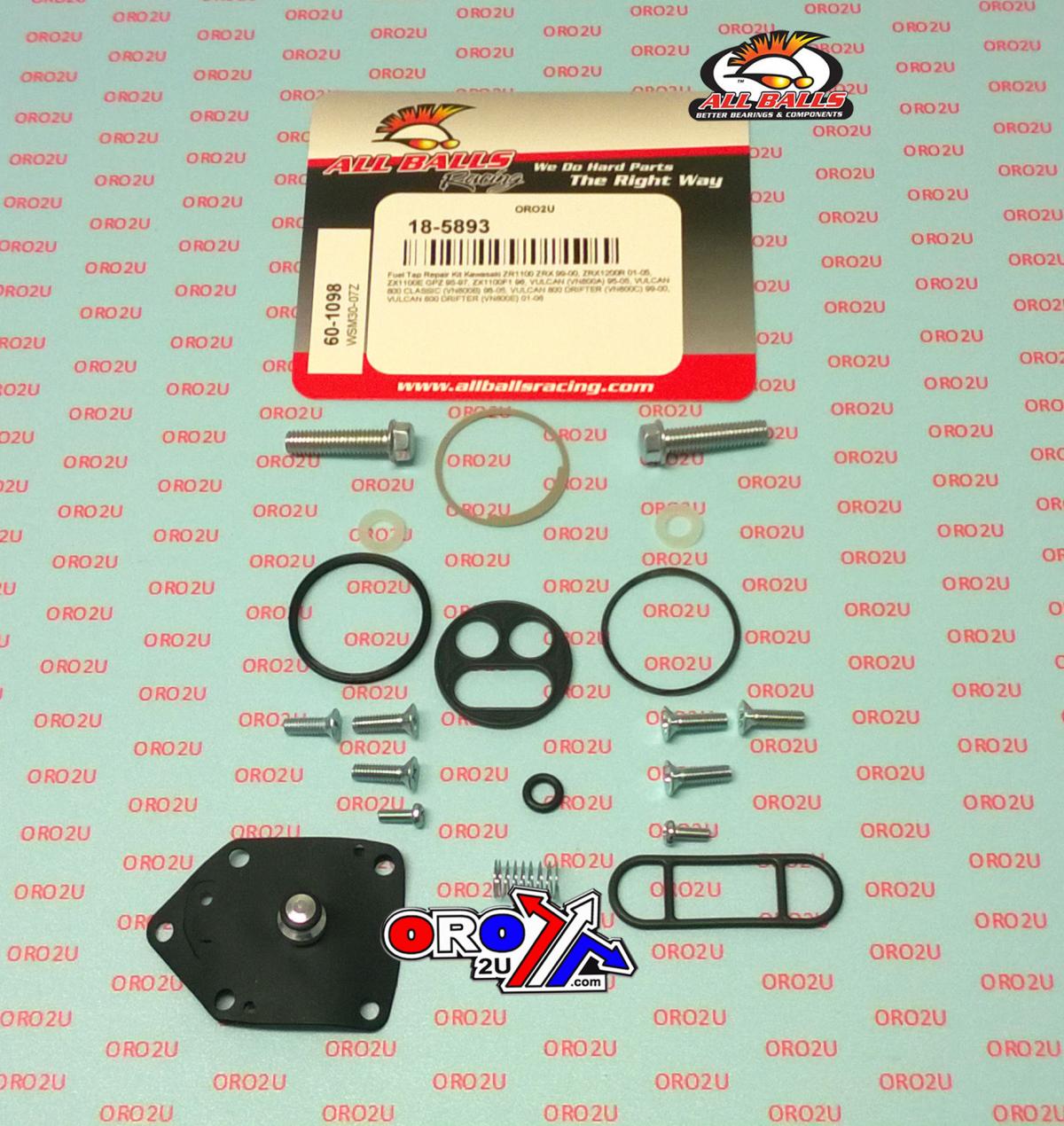 All Balls Racing Fuel Tap Repair Kit Allballs, Allballs 60-1098 Kaw Zr1100/zrx1200/vulcan 95-06