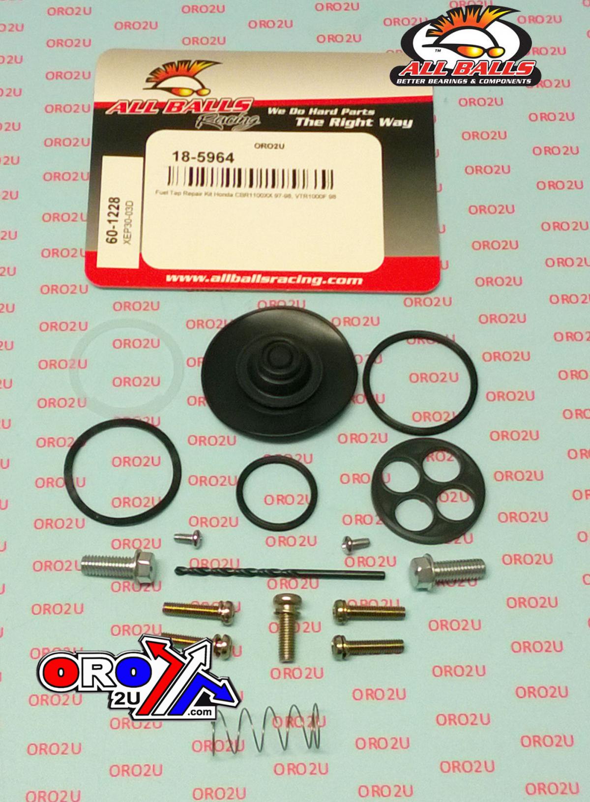 All Balls Racing Fuel Tap Repair Kit Allballs, Allballs 60-1228 Honda Cbr1100xx 97-98/vtr1000 98
