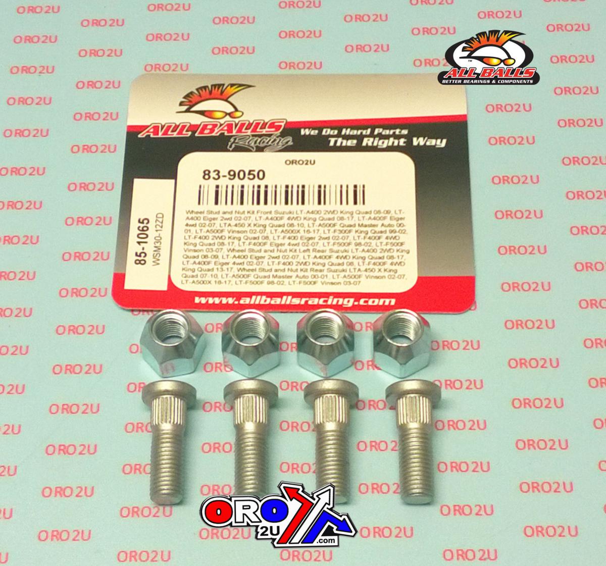 All Balls Racing Wheel Stud and Nut Kit Suzukilt-a400 2wd King Quad 08-09 Lt-a400 Eiger 2wd 02-07, Allballs 85-1065