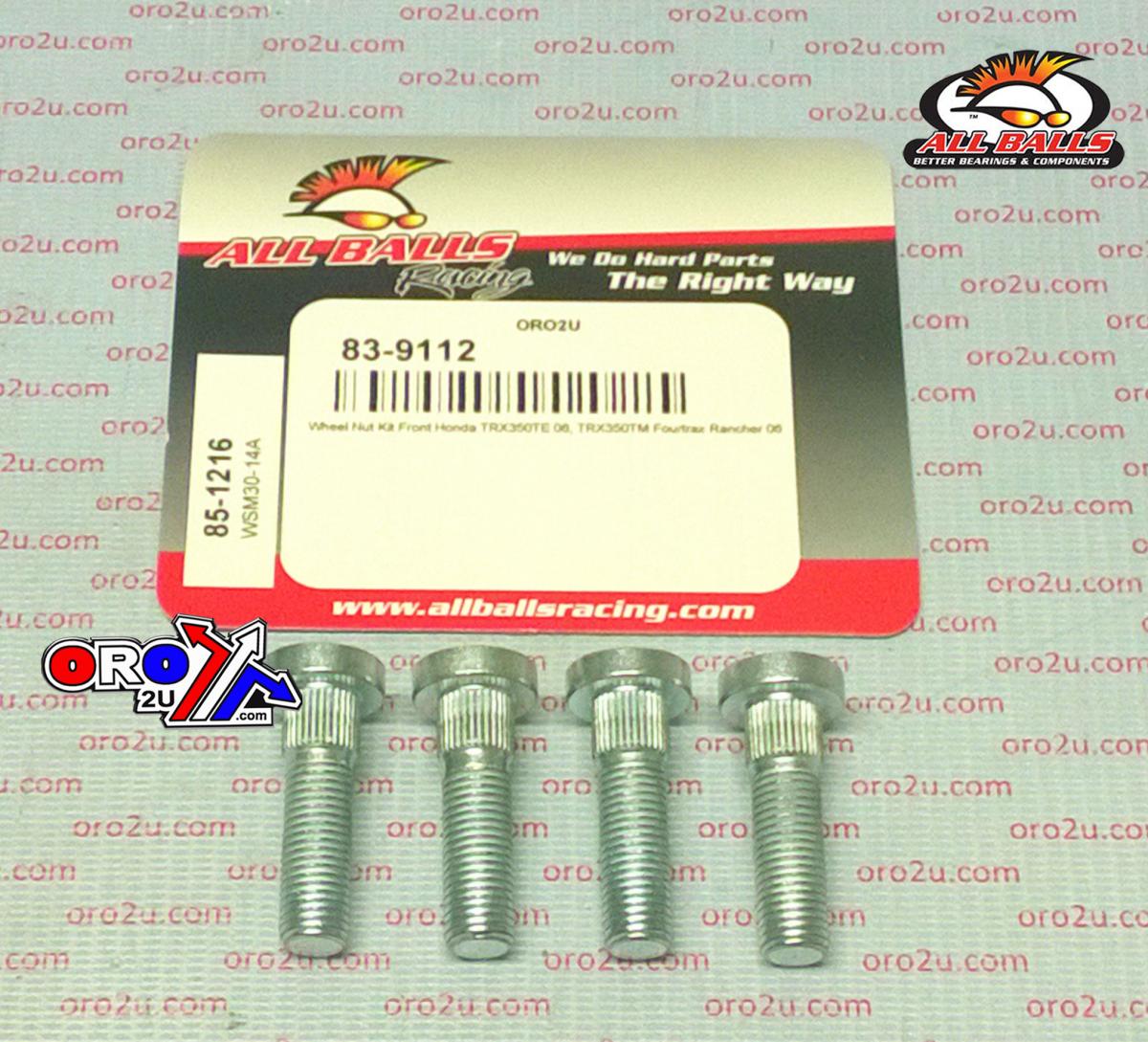 All Balls Racing Wheel Stud Set-4, Allballs 85-1216, Honda TRX350TE 06, TRX350TM Fourtrax Rancher 06