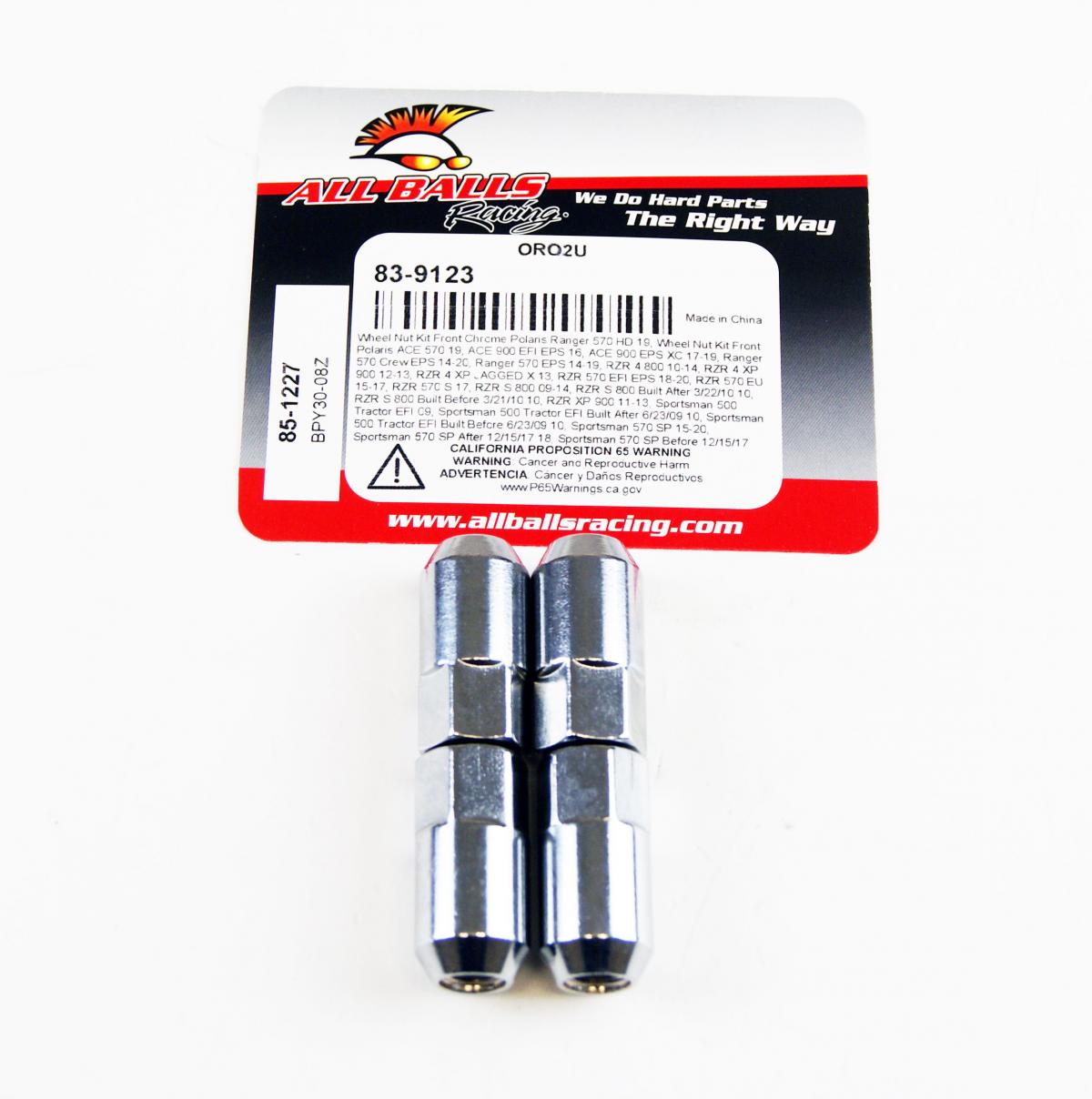 ALL BALLS Wheel Nut Kit, ALLBALLS 85-1227, 7547309, Front Chrome Polaris Ranger 570 HD 19, Wheel Nut Kit Front Polaris ACE 570 19, ACE 900 EFI EPS 16, A