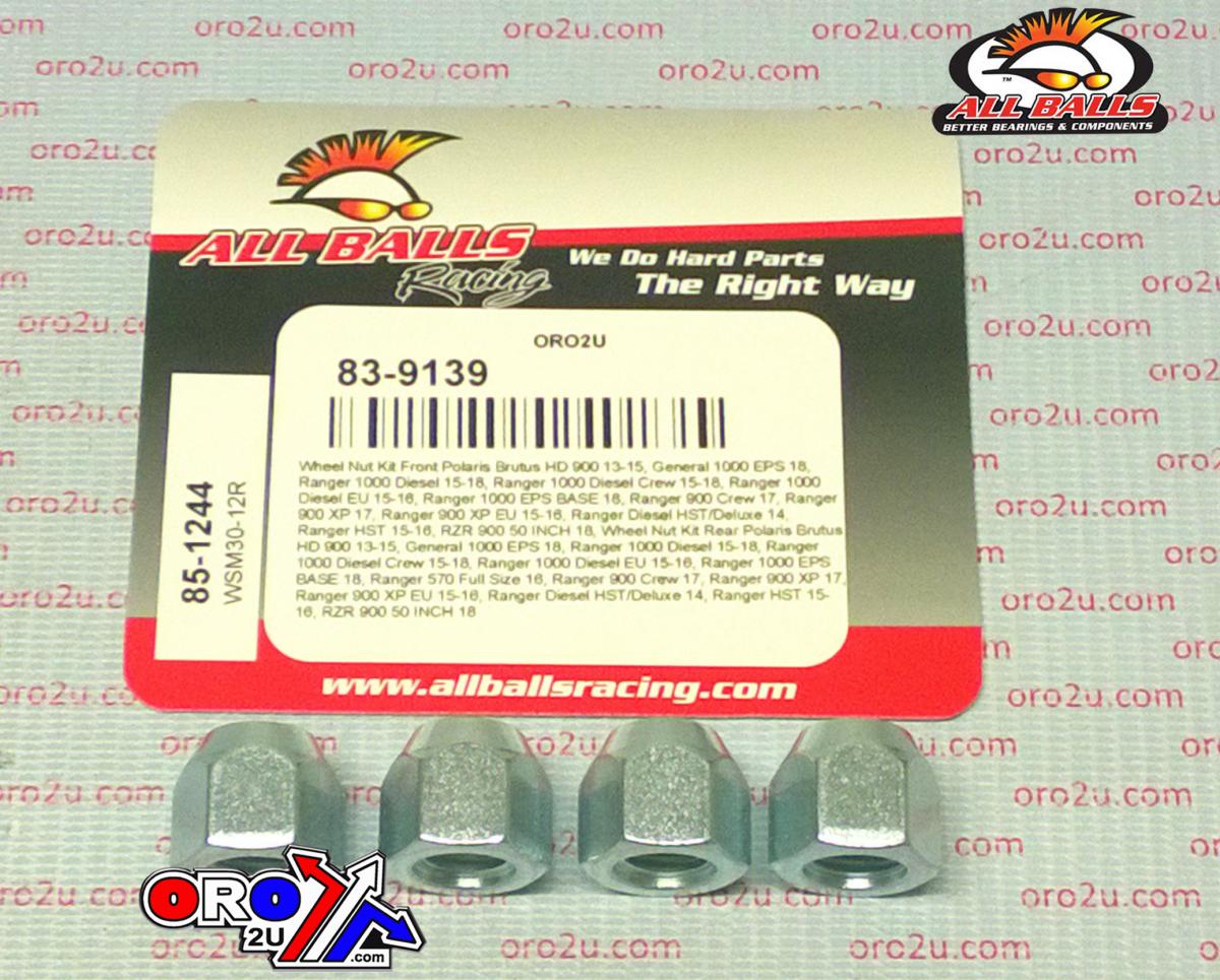 ALL BALLS Wheel Nut Kit, ALLBALLS 85-1244, 1423-404, Arctic Cat Prowler Pro 19, Polaris Brutus HD 900 13-15, General 1000 EPS 18-19, Ranger 1000 Diesel 1