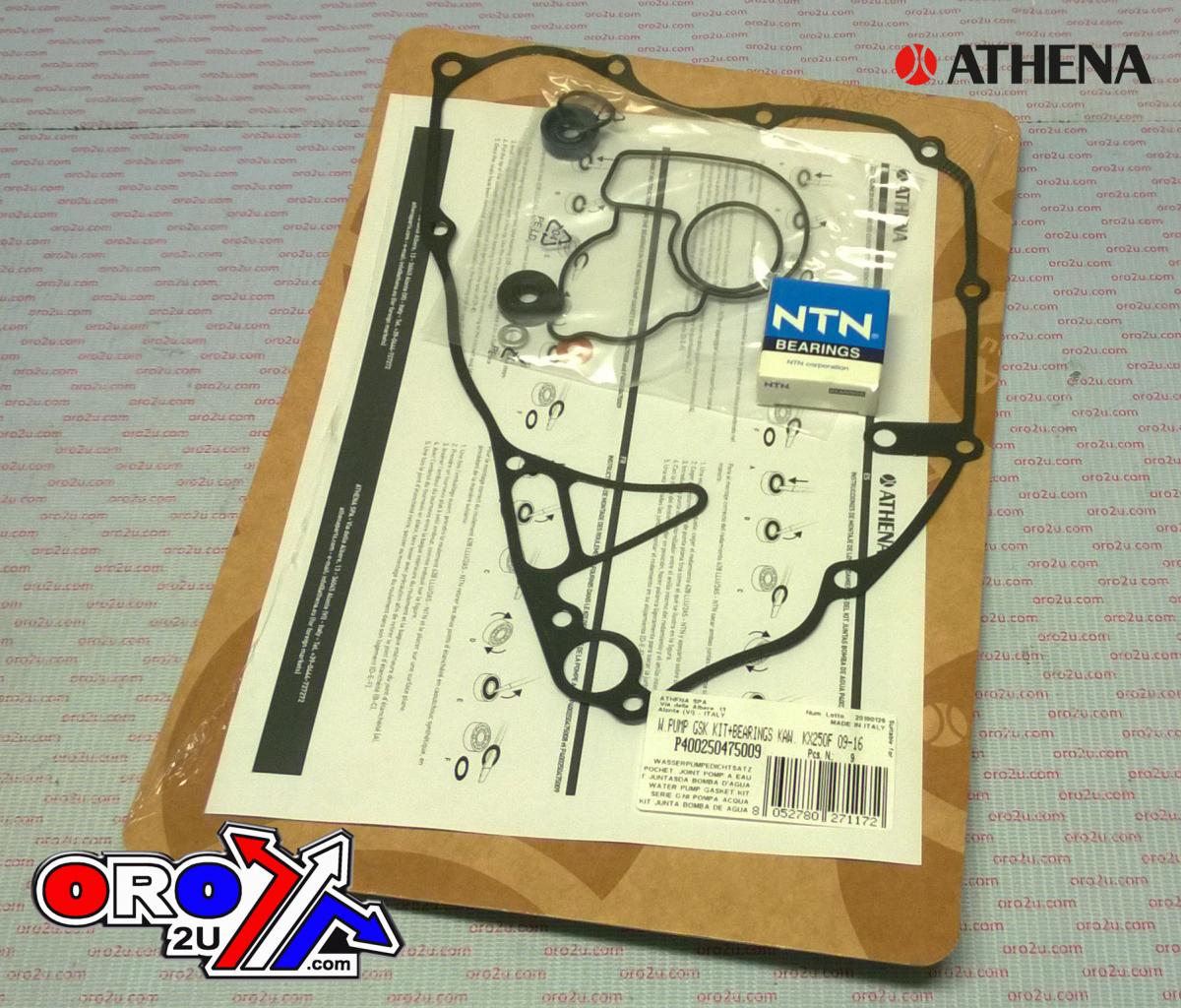 Athena Water Pump Gasket Kit KX 250 09-16, Athena P400250475009 Kawasaki with Bearing