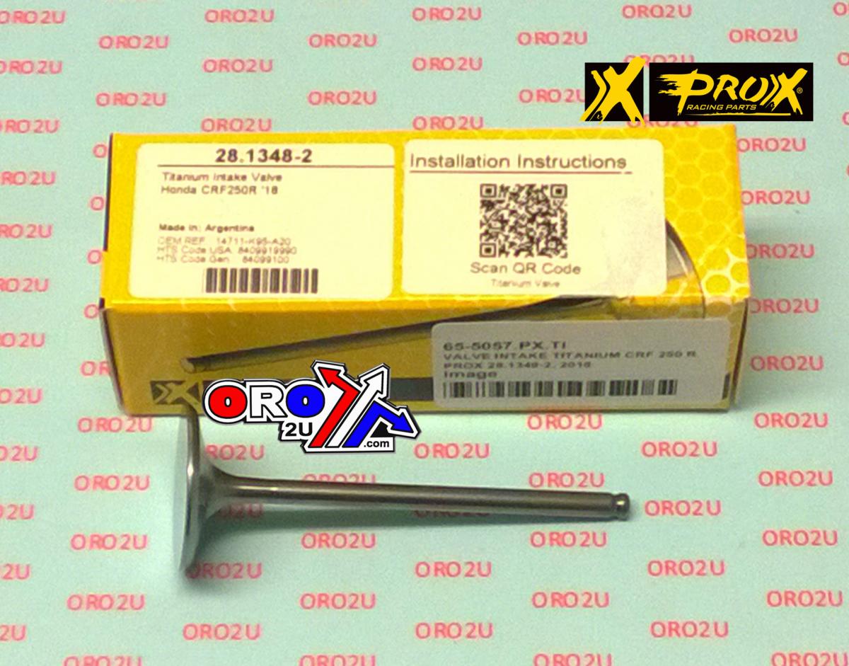 Pro-X Racing Valve Intake Titanium CRF 250r 2018-2025, Prox 28.1348-2, 14711-k95-a20