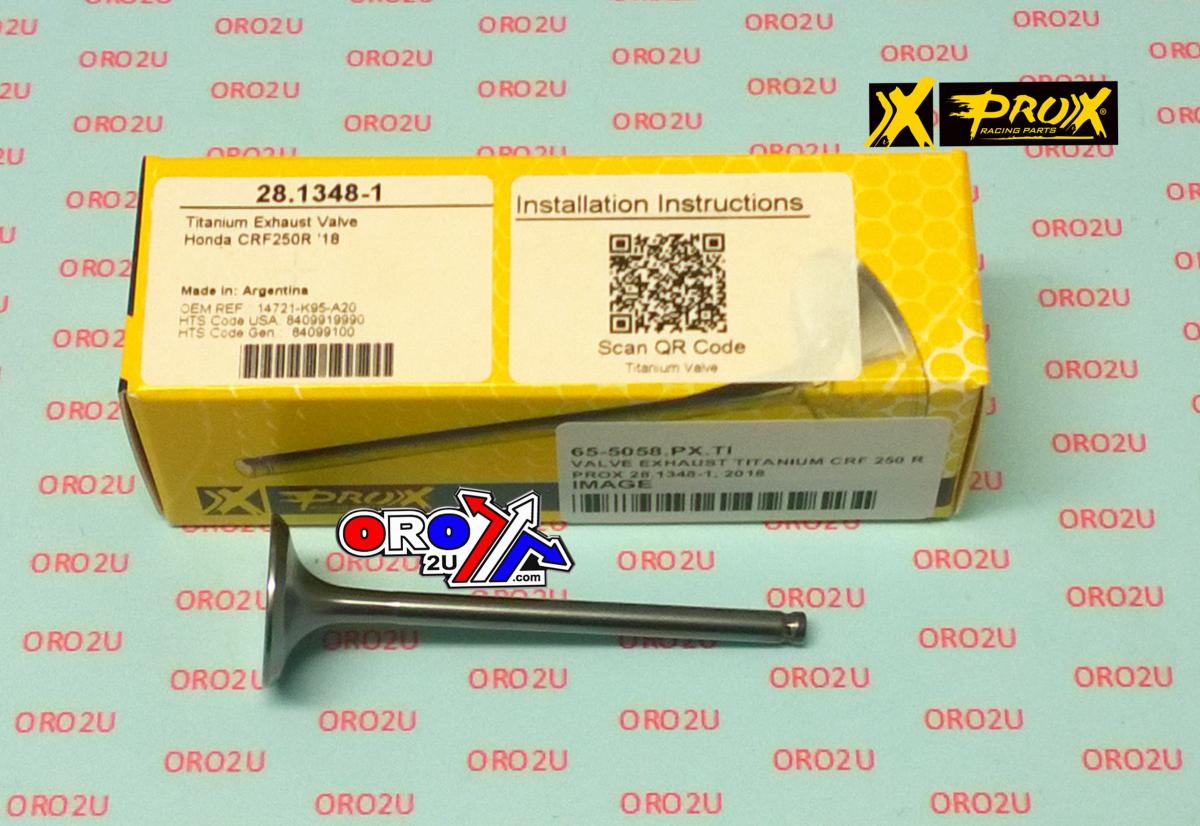 Pro-X Racing Valve Exhaust Titanium CRF 250r 2018-2025, Prox 28.1348-1, 14721-k95-a20