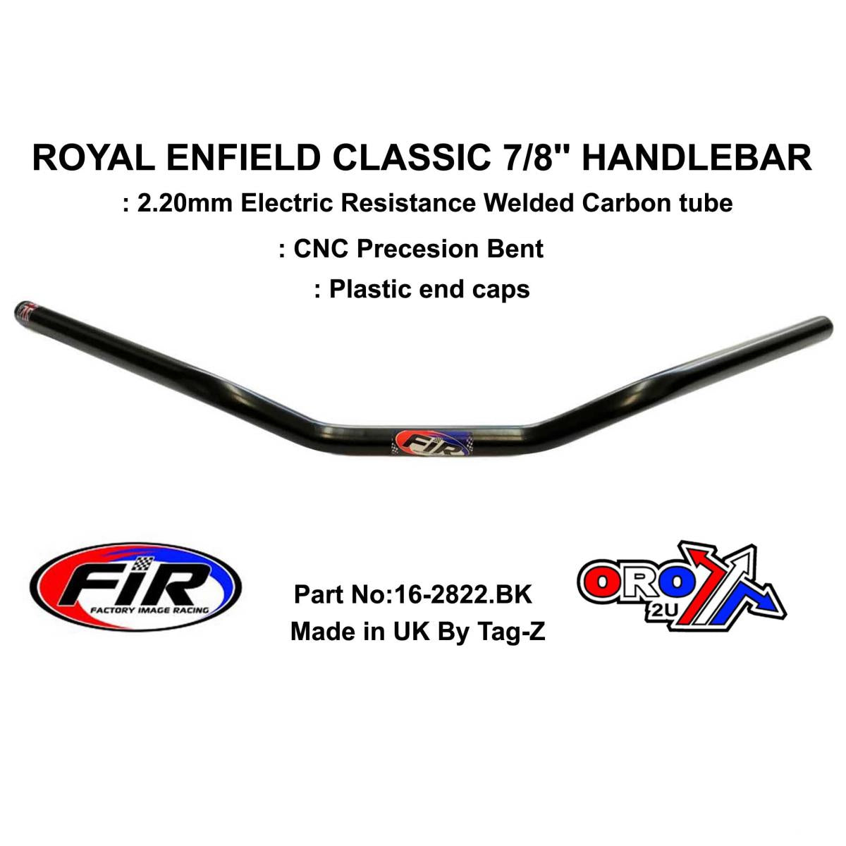 FIR Royal Enfield Classic 7/8'' Handlebar, to Suit 350 500cc Matt Black
