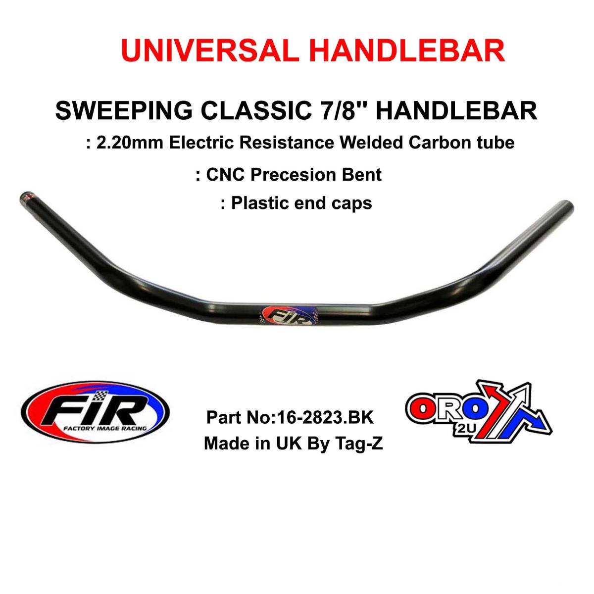 FIR Sweeping Classic 7/8'' Handlebar, Fittment Universal / Matt Black