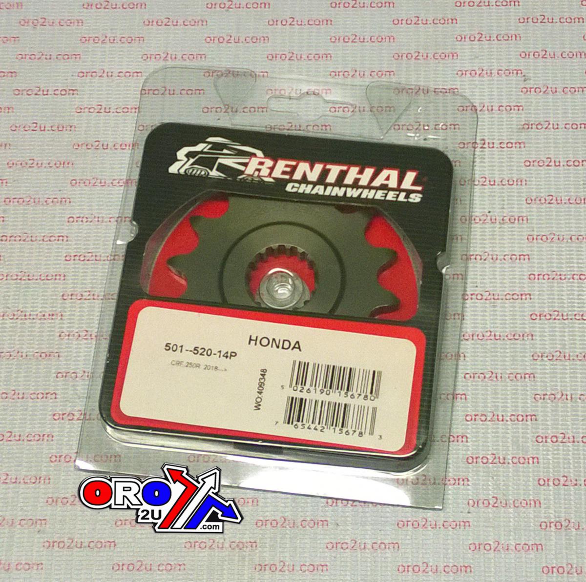 Renthal Front Sprocket Renthal Honda CRF250R 18, Renthal 501--520-14p, 501--520-14p
