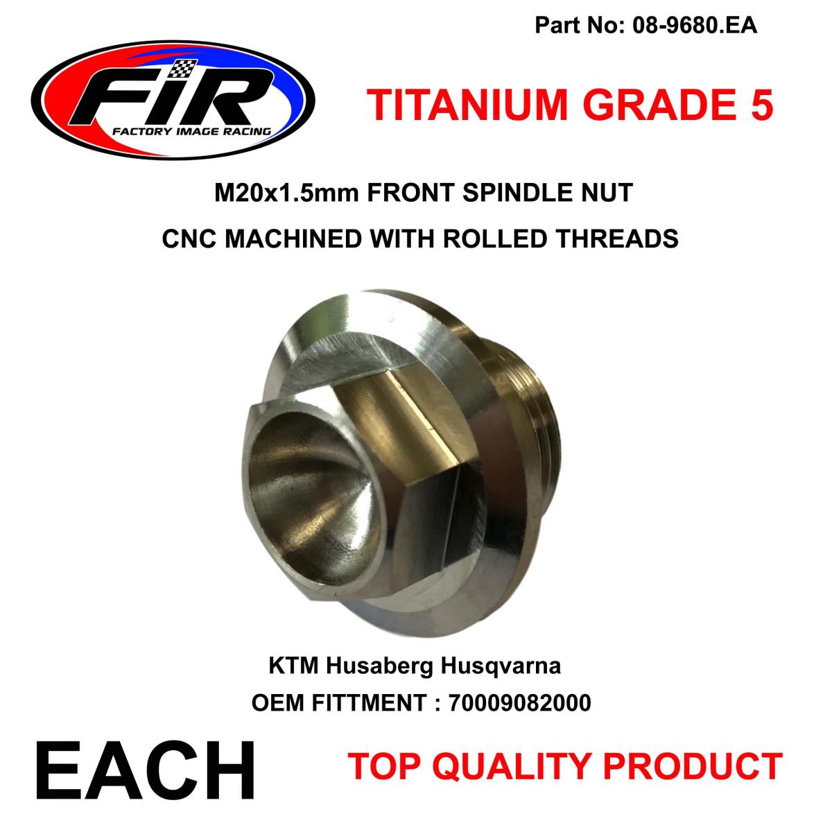FIR KTM New Front Spindle Nut M20x1.5, Titanium Gr5 / Each / Oem 70009082000, 16-394, M20 Stem Bolt 54801036000c1
