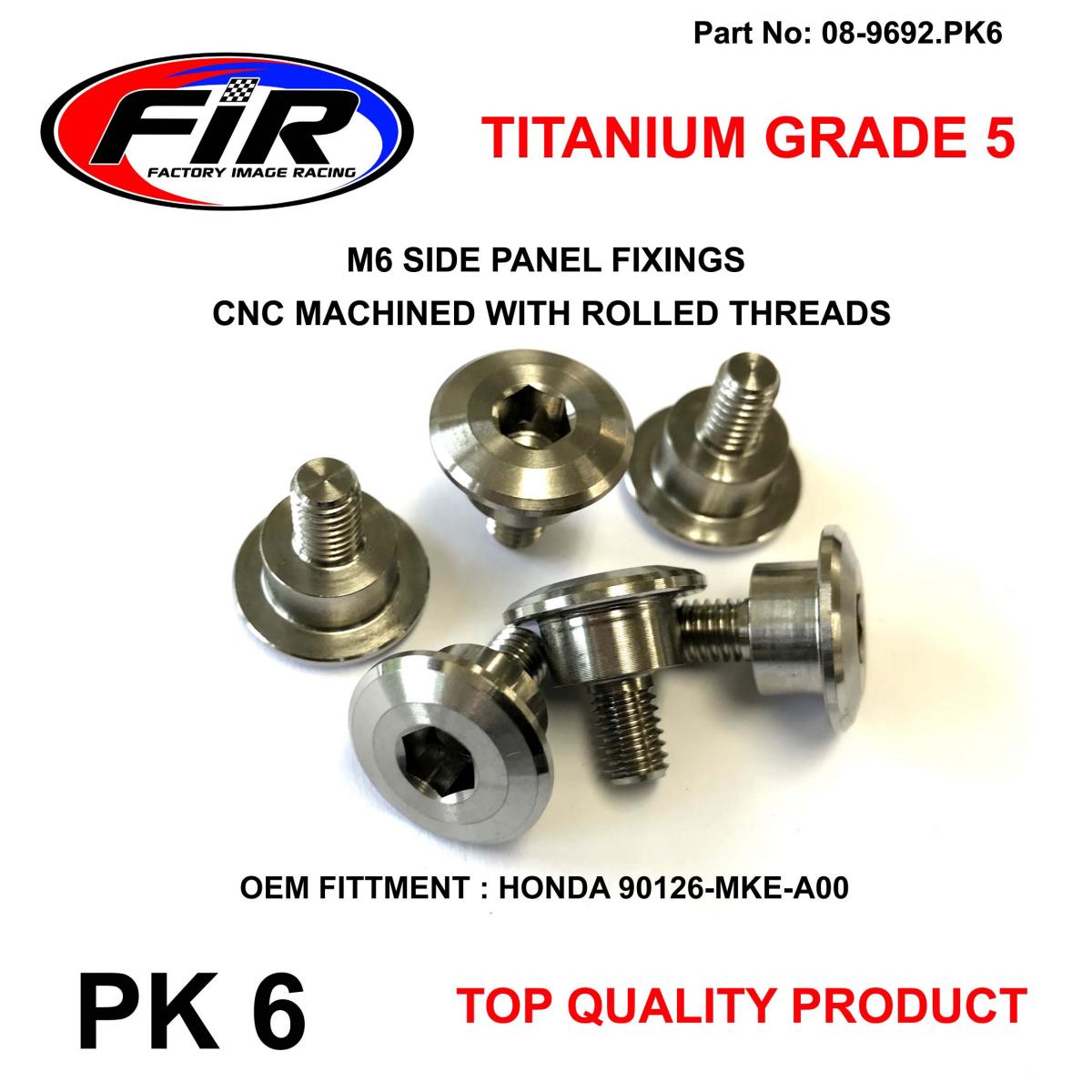 FIR M6 Side Panel Bolts Honda Pk 6, Titanium Grade 5 / Oem Ref: 90126-mke-a00