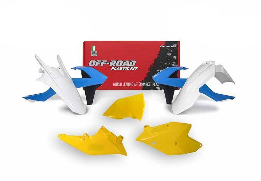 Rtech Plastics Plastic Kit/5 17-19 EXC/EXC-f Vintage Kit, Light Blue,yellow and White, Rtech R-kitKTM-cl0-417