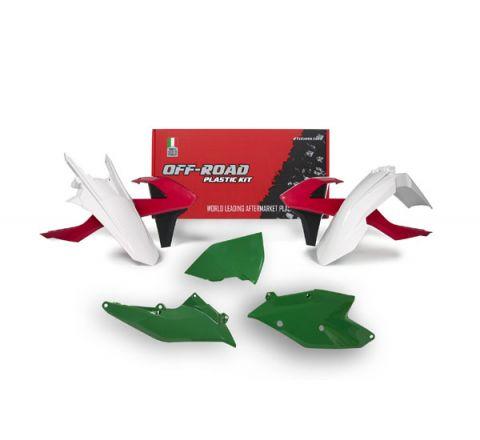Rtech Plastics Plastic Kit/5 17-19 EXC/EXC-f Vintage Kit, Red, Green and White, Rtech R-kitKTM-rq0-417