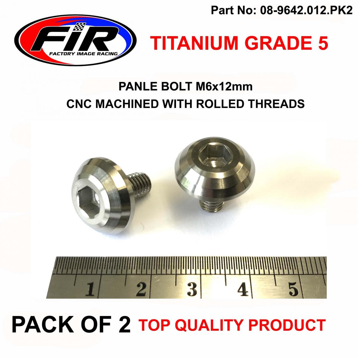 FIR Titanium Gr5 Panel Bolt M6x12mm, Pack of 2 / Metric Coarse