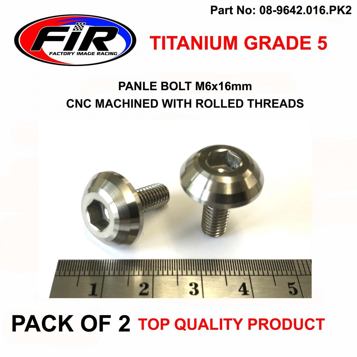 FIR Titanium Gr5 Panel Bolt M6x16mm, Pack of 2 / Metric Coarse