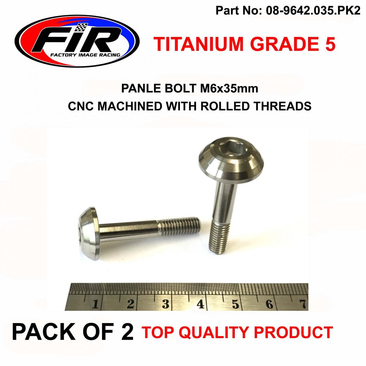 FIR Titanium Gr5 Panel Bolt M6x35mm, Pack of 2 / Metric Coarse